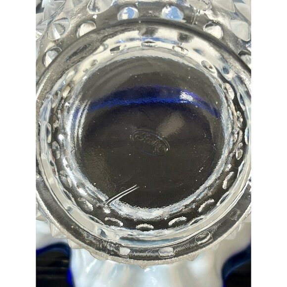 VTG Fenton Blue Opalescent Hobnail Glass Basket with Ruffled Edge New Old Stock - Picture 9 of 11